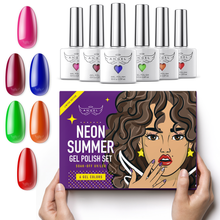 Load image into Gallery viewer, Gel Nail Polish Set "NEON SUMMER" with 6 Unique Shades, Manicure Gel Polish Kit for Professional Nail Art & DIY at Home, UV LED Soak Off, 6 pcs of 0.33 OZ, Gift Box