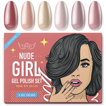 Load image into Gallery viewer, Gel Nail Polish Set &quot;NUDE&quot; with 6 Unique Shades, Manicure Gel Polish Kit for Professional Nail Art &amp; DIY at Home, UV LED Soak Off, 6 pcs of 0.33 OZ, Gift Box
