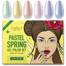 Load image into Gallery viewer, Gel Nail Polish Set &quot;PASTEL SPRING&quot; with 6 Unique Shades, Manicure Gel Polish Kit for Professional Nail Art &amp; DIY at Home, UV LED Soak Off, 6 pcs of 0.33 OZ, Gift Box
